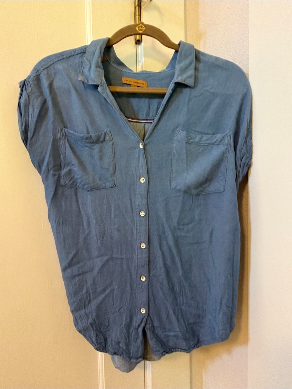 JACHS Girlfriend Blue Button-Down Pocket Shirt
